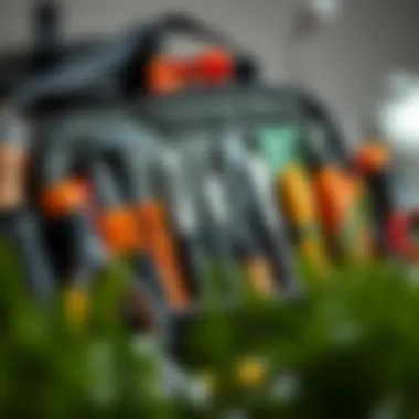 Creative layout of a hobby bag filled with various tools