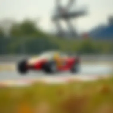 Remote control car in action on a track