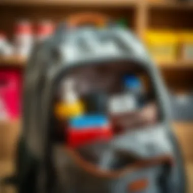 Close-up view of the unique compartments and pockets of the IKEA backpack, highlighting its organizational features.