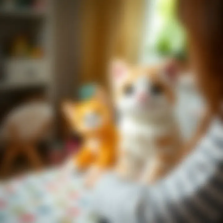 A parent selecting the perfect plush cat for their child