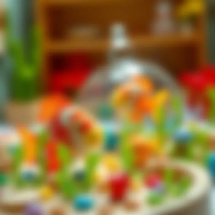 Imaginative play with toy fish in a creative setting