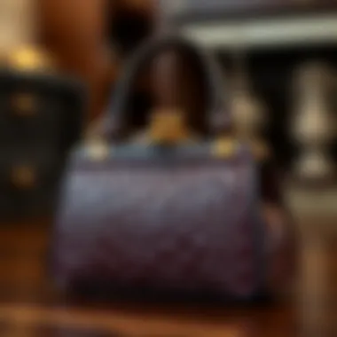 Close-up of a small bag showcasing intricate design details