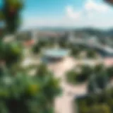 A panoramic view of Istinye Park showcasing its modern architecture and lush greenery