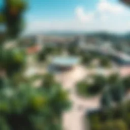 A panoramic view of Istinye Park showcasing its modern architecture and lush greenery