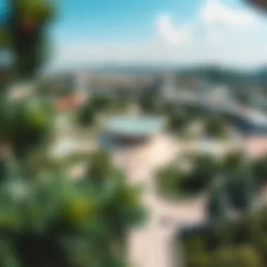 A panoramic view of Istinye Park showcasing its modern architecture and lush greenery