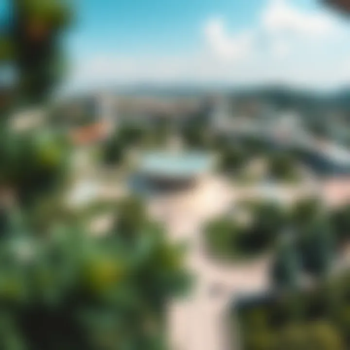 A panoramic view of Istinye Park showcasing its modern architecture and lush greenery