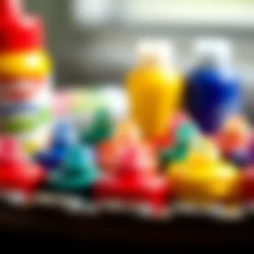 Colorful jumbo paints in various sizes