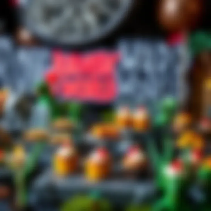 A birthday party setup with Jurassic World decorations and themed desserts.