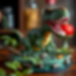 A stunning Jurassic World themed cake featuring a T-Rex design.