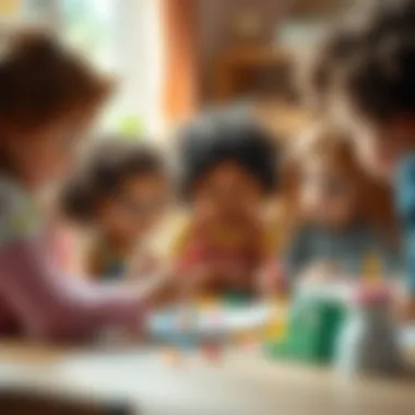 Curly-haired children engaged in a creative activity