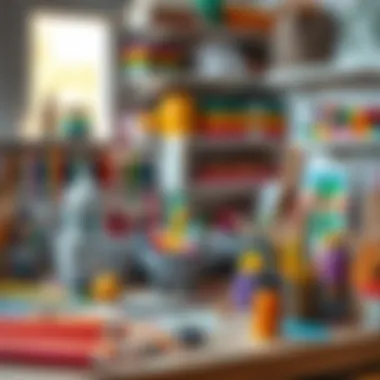 An artistic workspace filled with various art supplies, encouraging creativity in children.