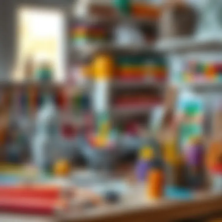 An artistic workspace filled with various art supplies, encouraging creativity in children.