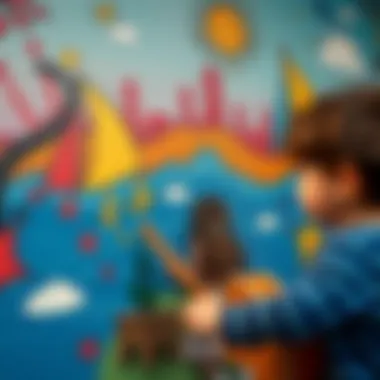 An inspiring mural created by children, reflecting their dreams and aspirations.