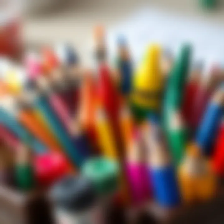 A close-up of colorful art supplies encouraging creative expression in children.