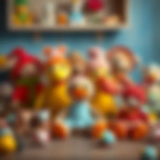 A vibrant collection of Koca Kafalı Bebek toys showcasing their diversity and appeal
