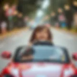 A child enjoying a ride in a Kraft electric car