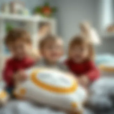Children's Joy with Kral Şakir Pillow Children engaging joyfully with Kral Şakir pillow