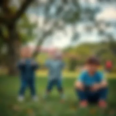 Children joyfully playing with a remote control plane in a park.