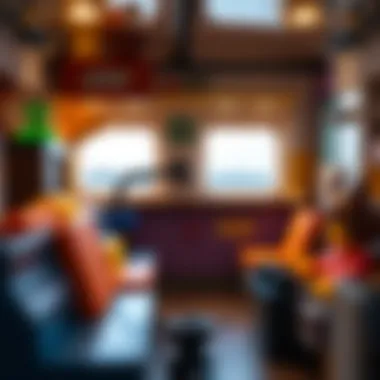 Detailed view of LEGO City caravan's interior design