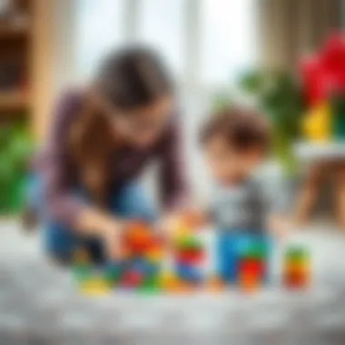 Parent-Child Interaction with DUPLO Parent assisting child with LEGO DUPLO set