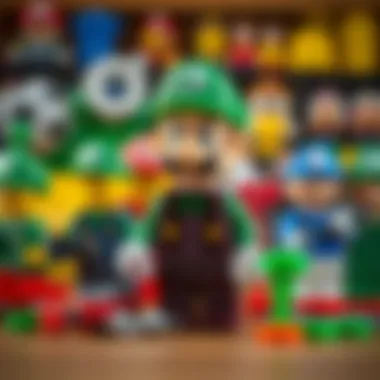 A creative display of Lego Luigi and accessories