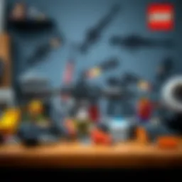 A creative layout of the LEGO M4 set showcasing its diverse components