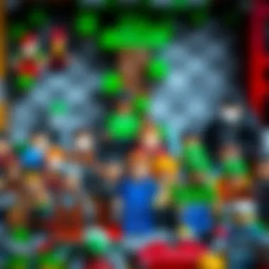 Collection of Lego Minecraft Minifigures displayed in an organized manner