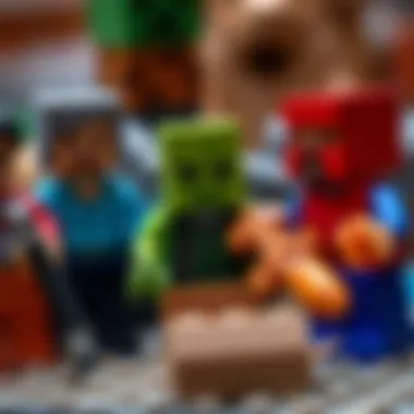 Close-up of intricate details on Lego Minecraft Minifigures