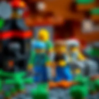 Creative play scene with Lego Minecraft Minifigures in action