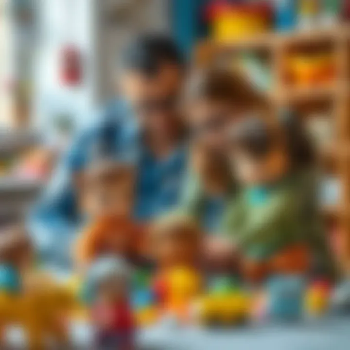 Parents guiding children in play