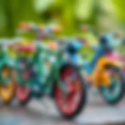 Colorful model bicycles displaying creativity and design