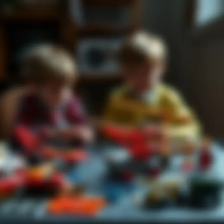 Children engaged in building models with different materials