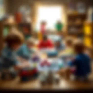 An educational setup featuring various types of models for learning