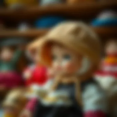 An overview of materials used in crafting hat-wearing dolls