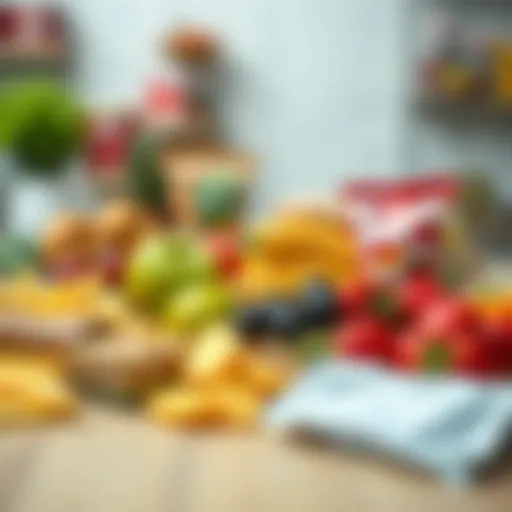 Colorful assortment of healthy snacks and fruits