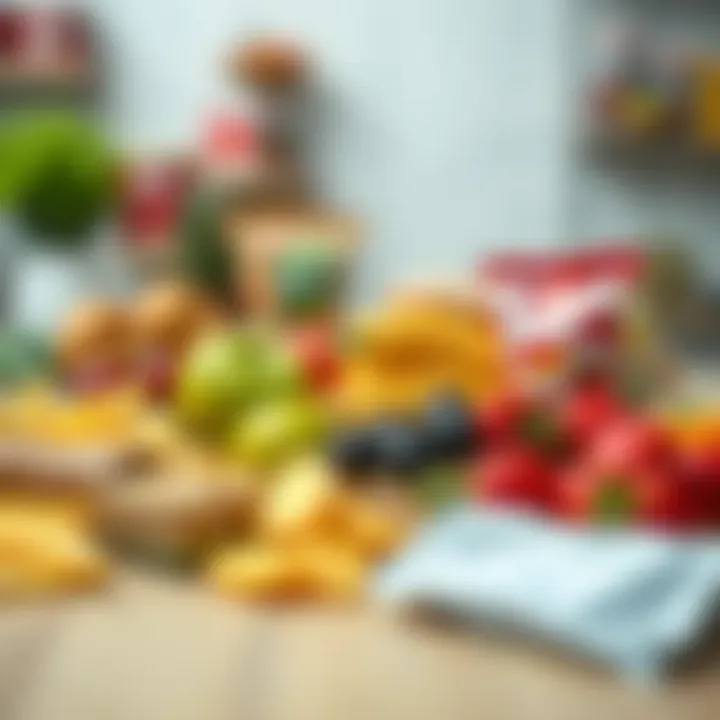 Colorful assortment of healthy snacks and fruits