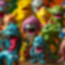 A colorful array of monster toys for children