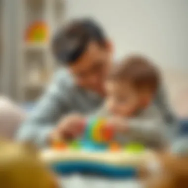 Parent and Baby Enjoying Time with a Musical Toy Parent playing with baby using a musical toy