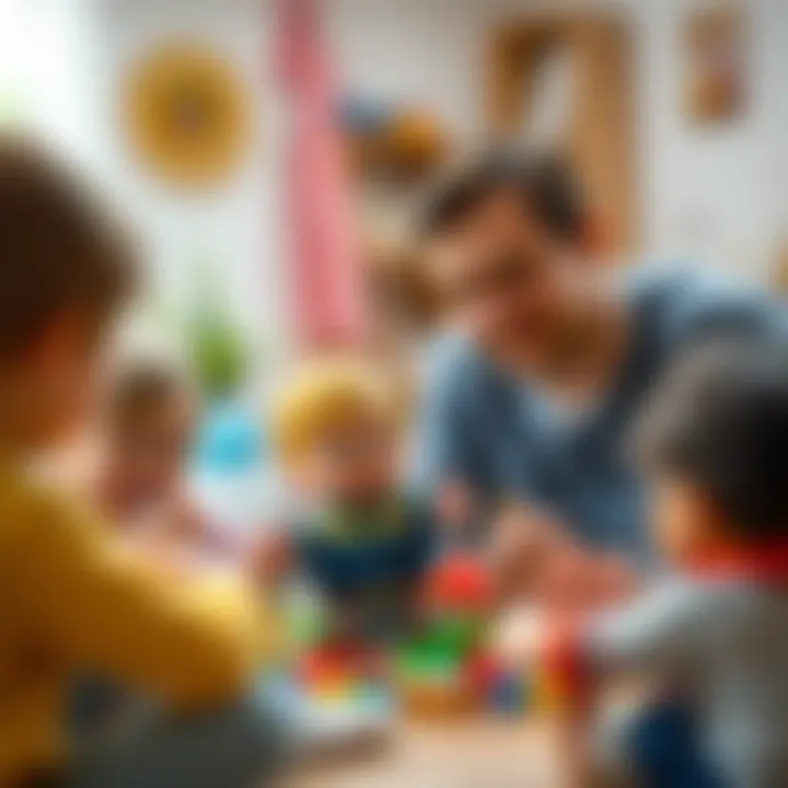 Parents engaging in imaginative play with children