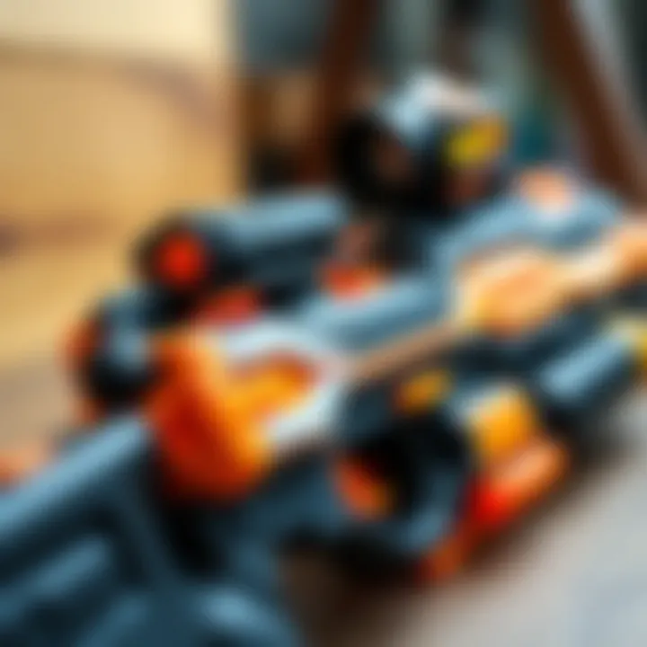 Close-up view of a Nerf gun showcasing its innovative design and features