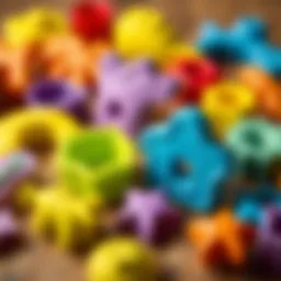 Colorful playdough molds arranged creatively