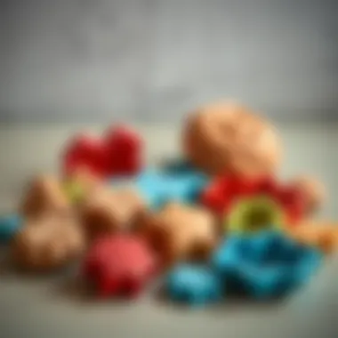 Variety of playdough mold shapes on a table