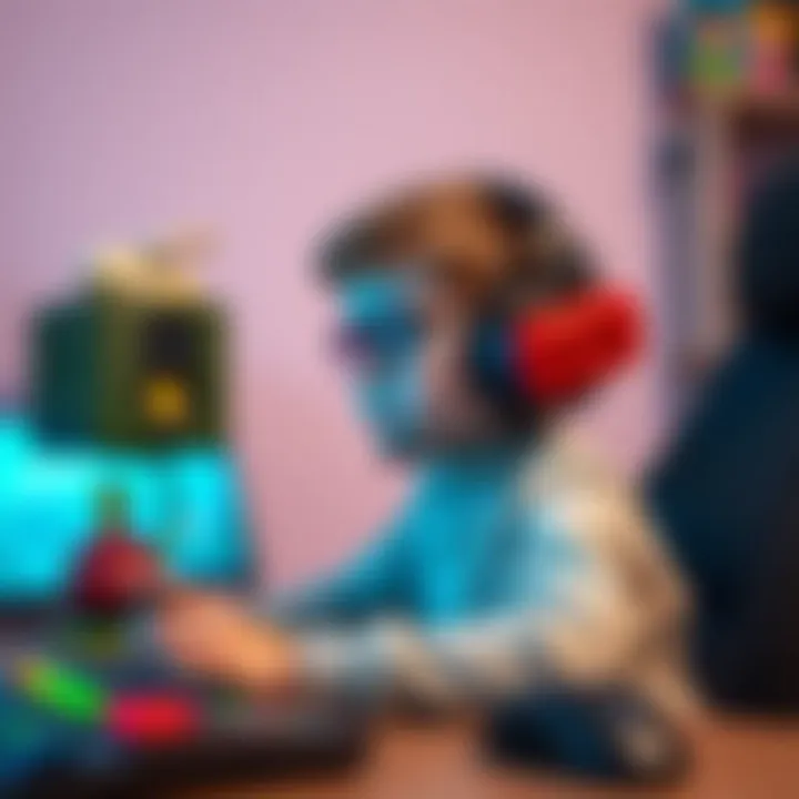 Safe Gaming Experience for Children Child using gaming headphones in a safe environment