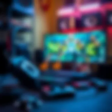 Immersive Gaming Environment An immersive gaming setup with headphones and console