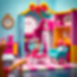 Colorful Barbie playset in a vibrant room setting