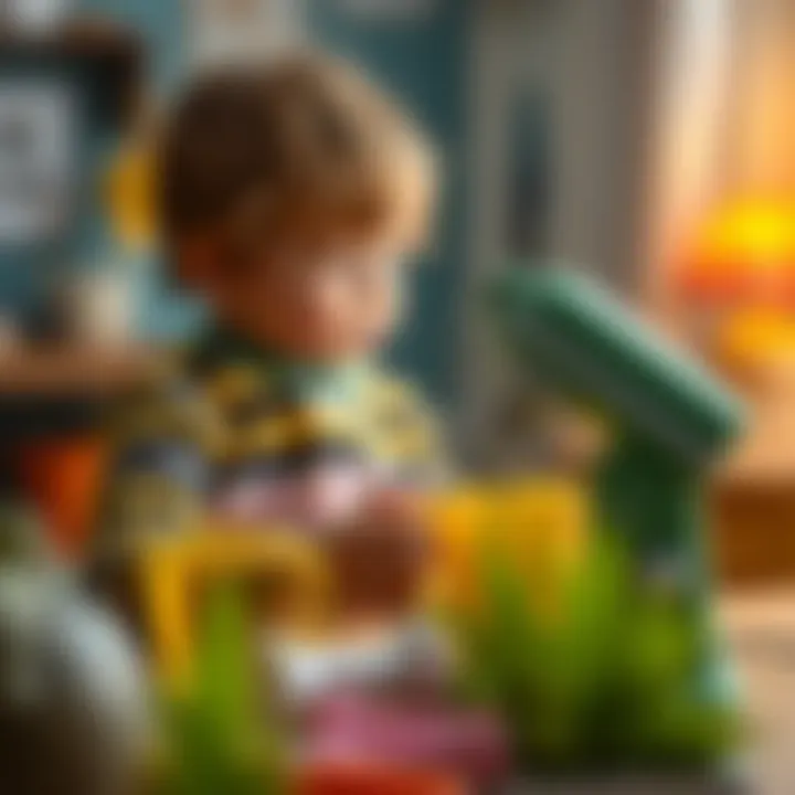 Child engaged in imaginative play with a mixer set