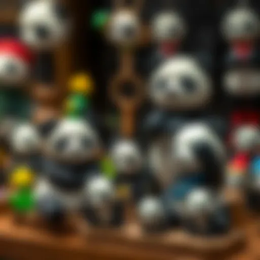 Creative Panda Accessories Display A collection of panda-themed accessories displayed creatively