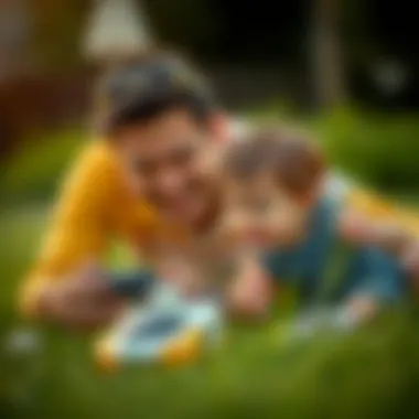 Bonding Through Play A parent and child playing together with a remote-controlled toy