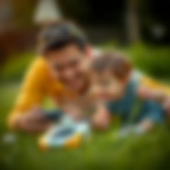 Bonding Through Play A parent and child playing together with a remote-controlled toy