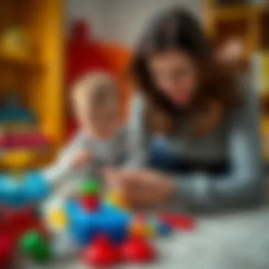 Parent observing child during playtime with dropping activities